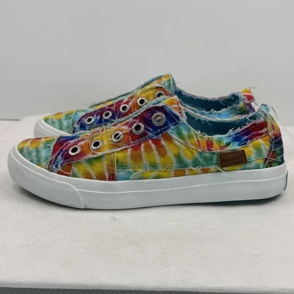 Blowfish Malibu Womens Size 8 Rainbow Tie Dye Play Sneakers Slip On Canvas - Picture 3 of 12